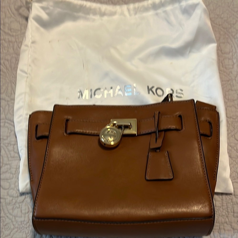 Michael Kors Brown Leather Satchel with Gold Hardware